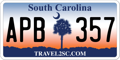 SC license plate APB357