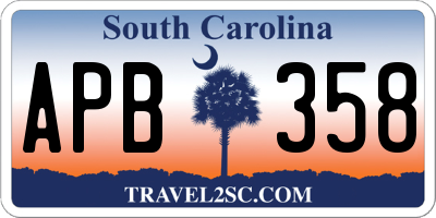 SC license plate APB358