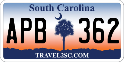 SC license plate APB362
