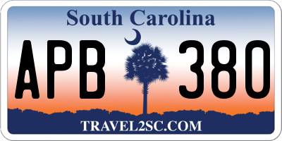 SC license plate APB380