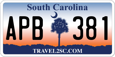 SC license plate APB381