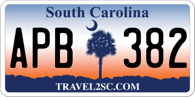 SC license plate APB382