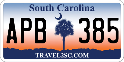 SC license plate APB385