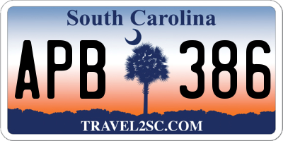 SC license plate APB386