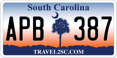 SC license plate APB387