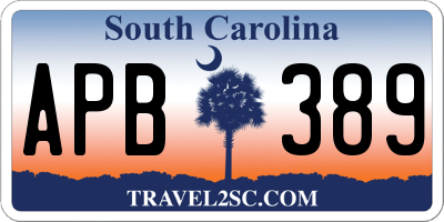 SC license plate APB389