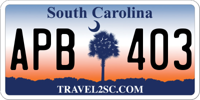 SC license plate APB403