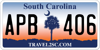 SC license plate APB406
