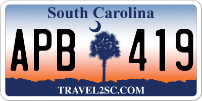 SC license plate APB419