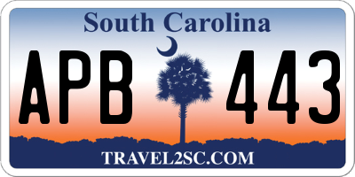 SC license plate APB443