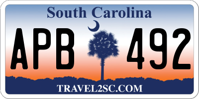 SC license plate APB492