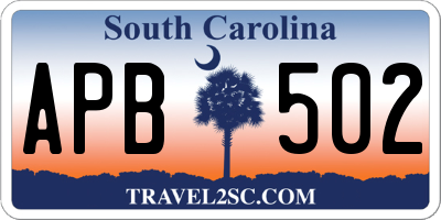 SC license plate APB502