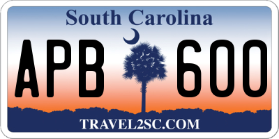 SC license plate APB600