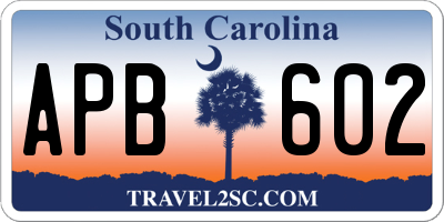 SC license plate APB602