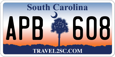 SC license plate APB608