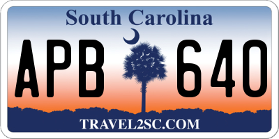 SC license plate APB640