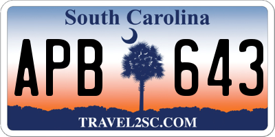 SC license plate APB643