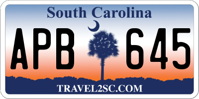 SC license plate APB645