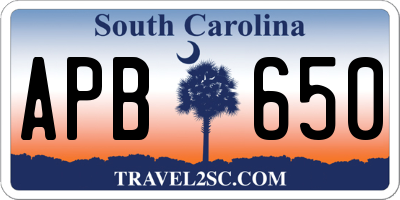 SC license plate APB650