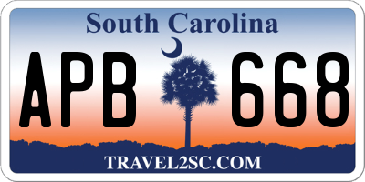 SC license plate APB668