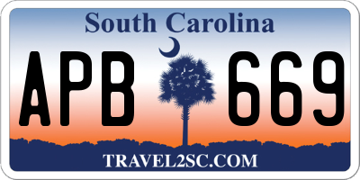 SC license plate APB669