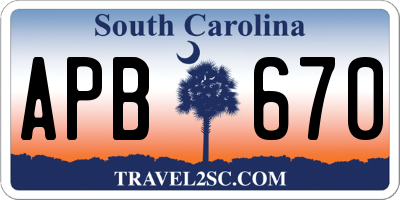 SC license plate APB670