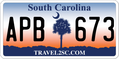 SC license plate APB673