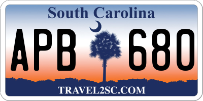 SC license plate APB680