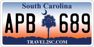 SC license plate APB689
