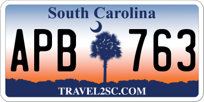 SC license plate APB763
