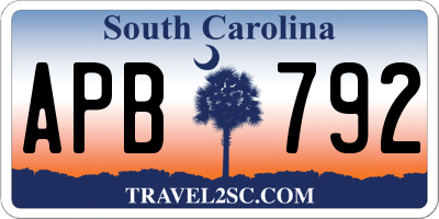 SC license plate APB792