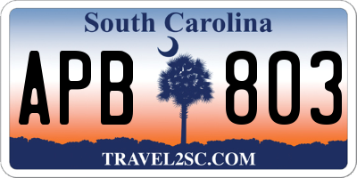 SC license plate APB803