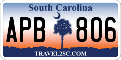 SC license plate APB806
