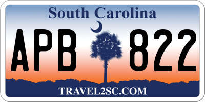 SC license plate APB822