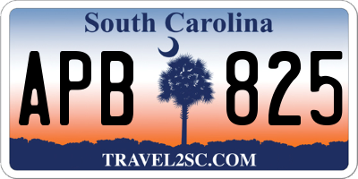 SC license plate APB825
