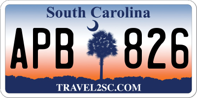 SC license plate APB826