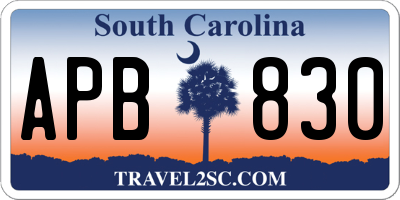 SC license plate APB830