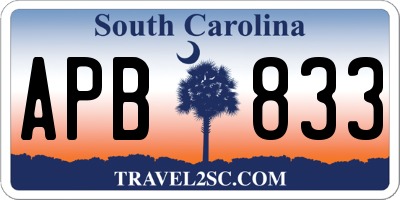 SC license plate APB833
