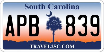 SC license plate APB839