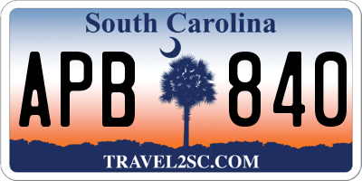 SC license plate APB840