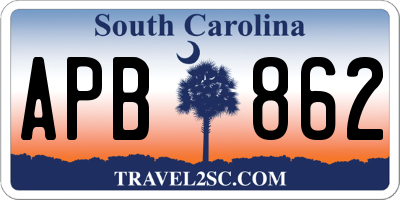 SC license plate APB862