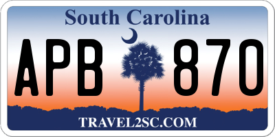 SC license plate APB870