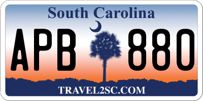 SC license plate APB880