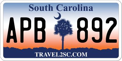 SC license plate APB892