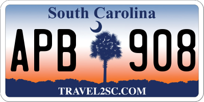 SC license plate APB908
