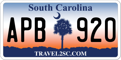SC license plate APB920