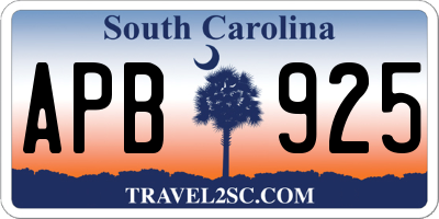 SC license plate APB925