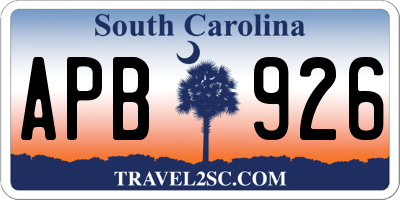 SC license plate APB926