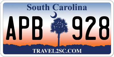 SC license plate APB928
