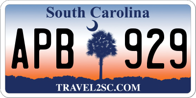 SC license plate APB929